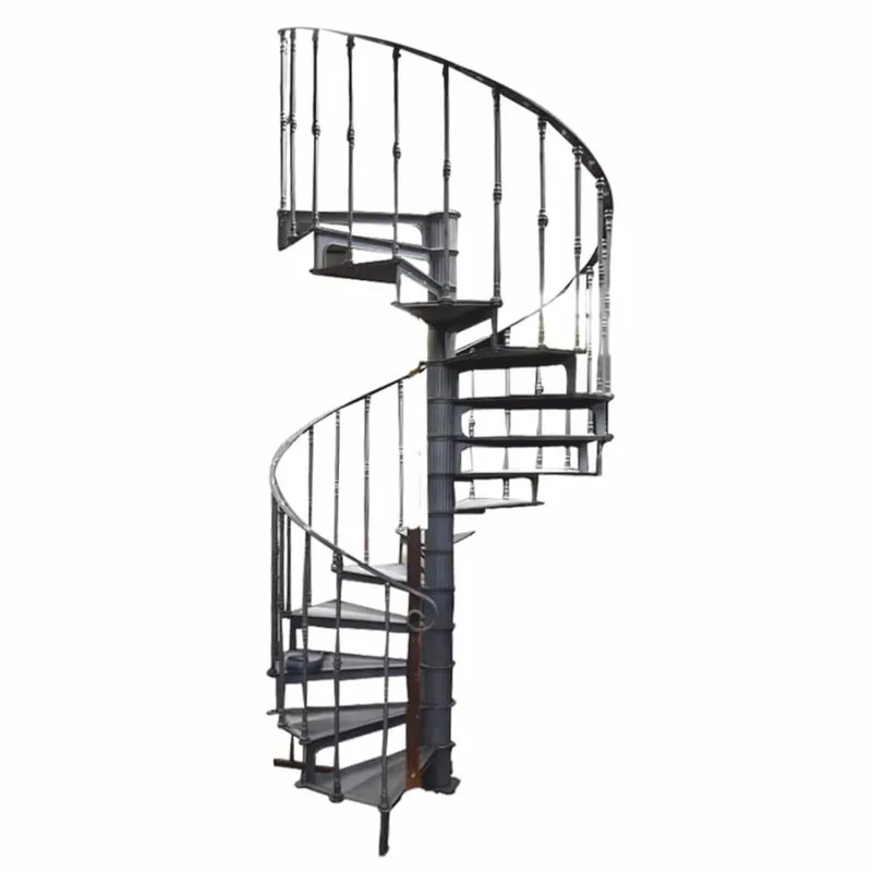 Zertifiziert Casa Padrino escalier en colimaçon rustique en fonte avec garde-corps à gauche gris H. 289 cm