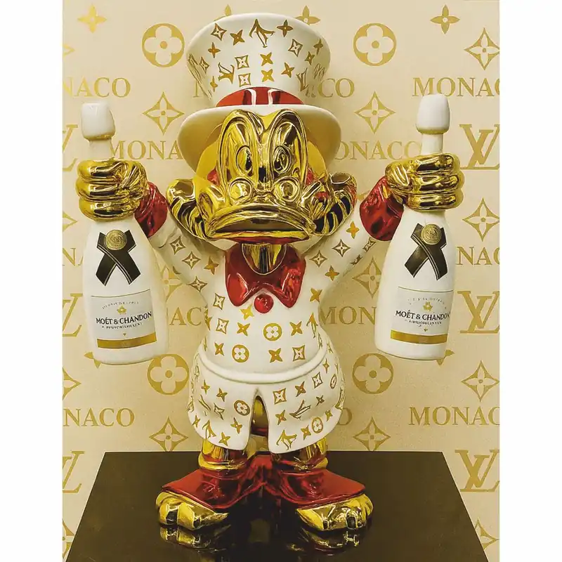 Bestseller Casa Padrino Figurine Décoratif Canard Or / Blanc / Rouge H. 45 cm - Sculpture Décorative