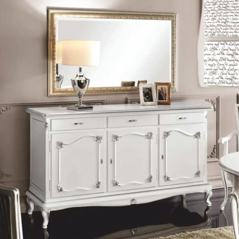 Solange Der Vorrat Reicht Casa Padrino buffet baroque de luxe avec miroir blanc / argent / or - Fabriqué en Italie