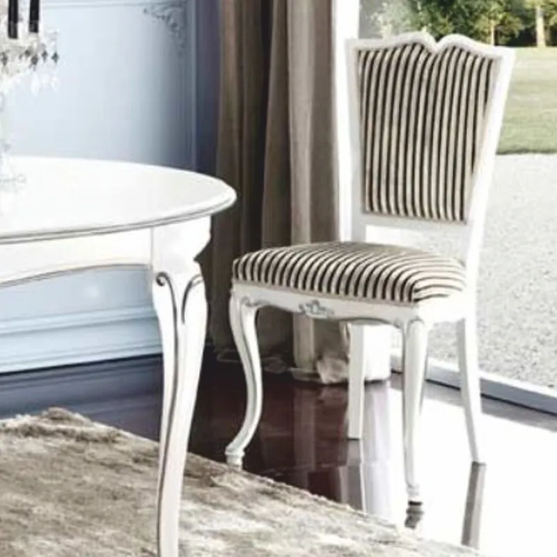 Top-Preis Casa Padrino chaise de salle à manger baroque de luxe argent / noir / blanc / argent - Fabriqué en Italie