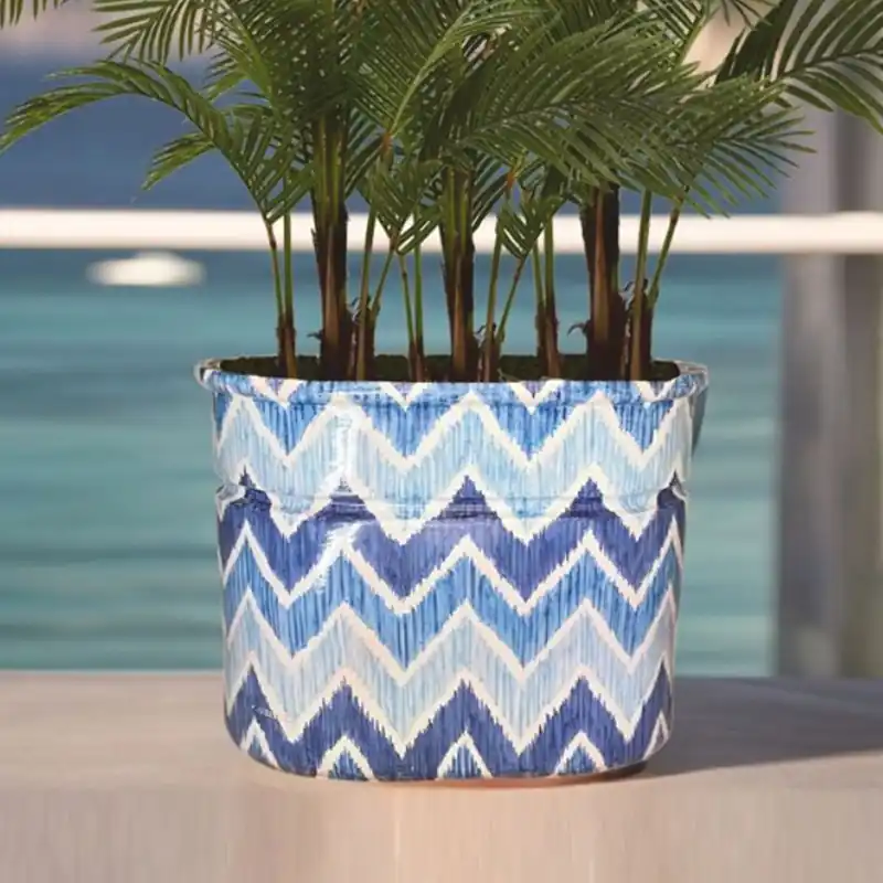 Casa Padrino pot de fleurs de luxe en céramique bleu / blanc 84 x 58 x H. 60 cm - Décoration de jardin Preiswert