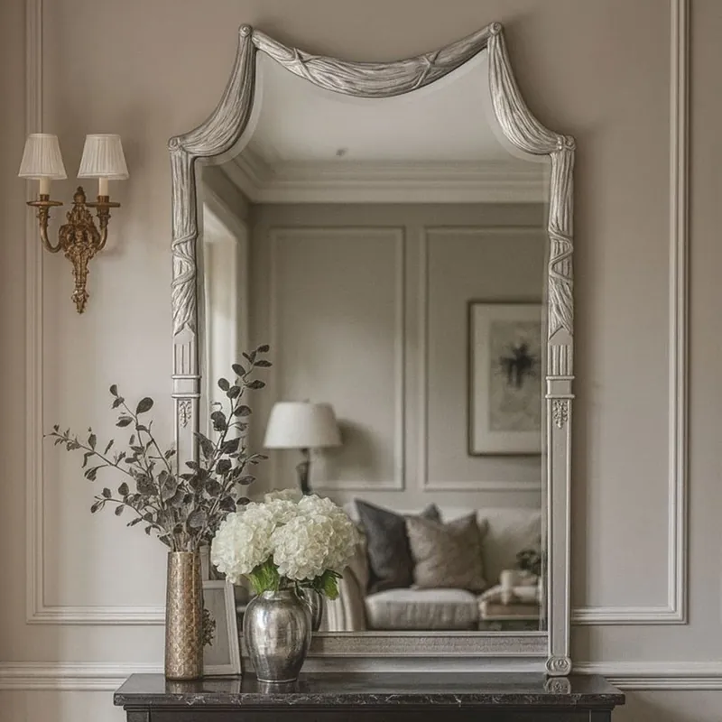 Versand Am Gleichen Tag Casa Padrino miroir baroque de luxe en bois massif argent H. 135 cm - Fabriqué en Italie