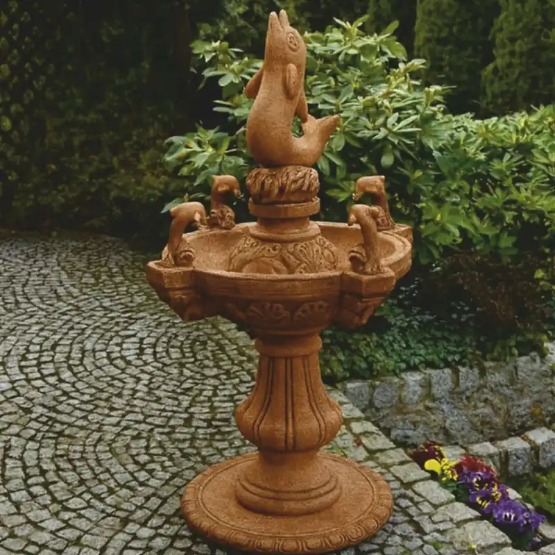 Casa Padrino fontaine baroque dauphins marron Ø 80 x H. 140 cm - Fontaine de style baroque Rabatt