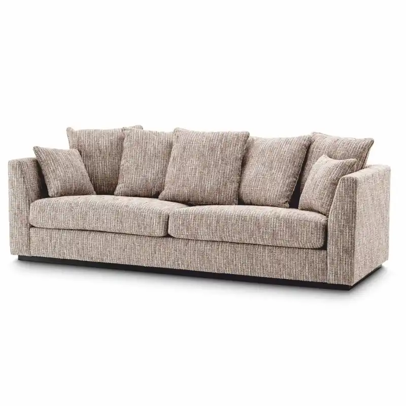 Casa Padrino canapé de salon de luxe beige / noir 255 cm - Mobilier de salon et d'hôtel Echt