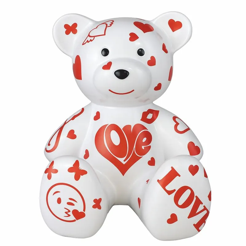 Casa Padrino figurine décorative ours en peluche blanc / rouge H. 34 cm - Figurines décoratives Neue Kollektion