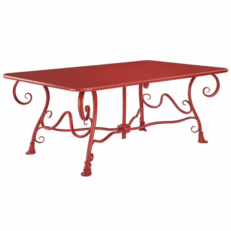 Casa Padrino table de jardin Art Nouveau en fer forgé rouge 120 cm - Mobilier de jardin nostalgique Sonderaktion