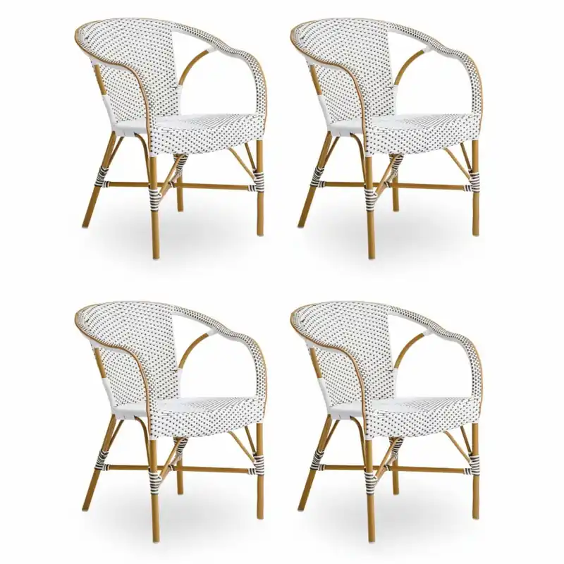 Preis Gesenkt Casa Padrino ensemble de 4 chaises de jardin de luxe blanc / marron / beige - Meubles d'extérieur
