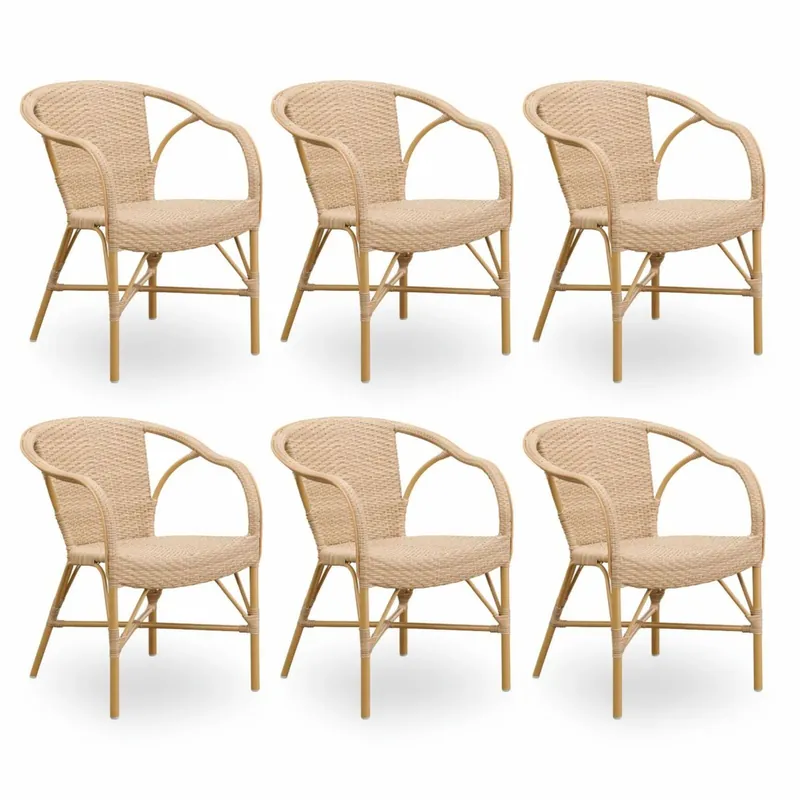 Abverkauf Casa Padrino ensemble de 6 chaises de jardin de luxe beige - Meubles de jardin et de terrasse