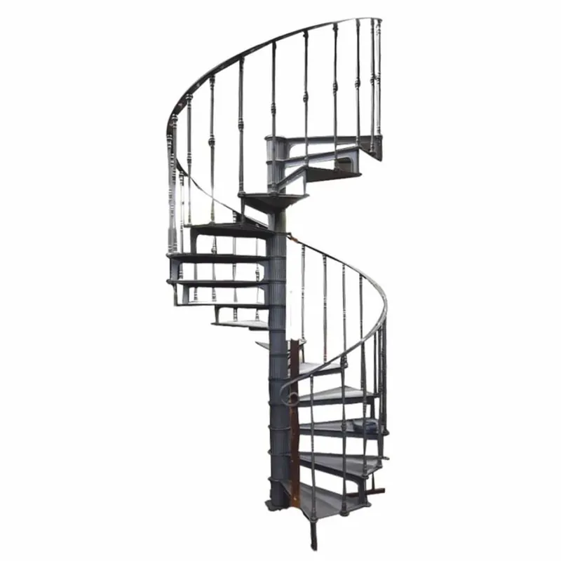 Casa Padrino escalier en colimaçon rustique en fonte avec garde-corps à droit gris H. 289 cm Preisreduziert