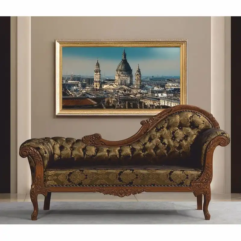 Highlight Casa Padrino Canapé Baroque de Luxe Côté Droit Or / Noir / Marron 210 cm - Meubles Baroques