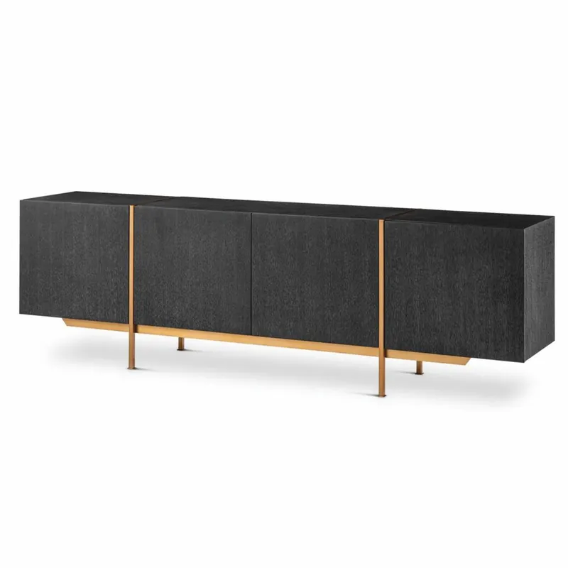 Direkt Vom Hersteller Casa Padrino buffet de luxe noir-gris / laiton 225,5 cm - Meubles de luxe