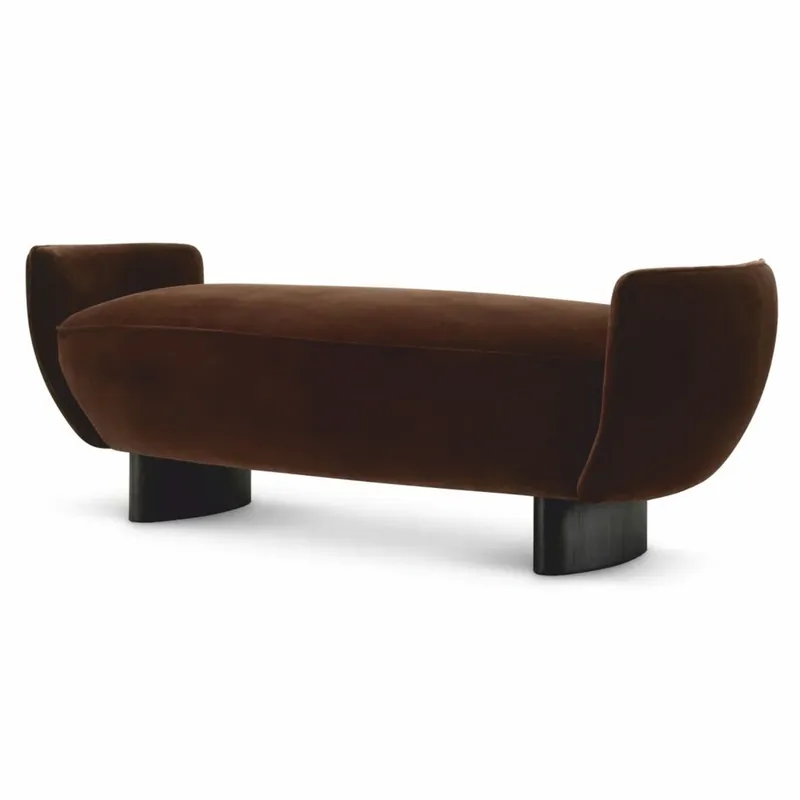 Casa Padrino banc de luxe en velours marron / noir 151 cm - Meubles d'hôtel de luxe Nur Heute