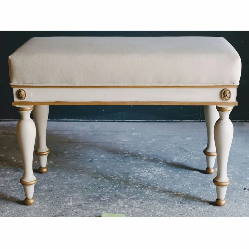 Casa Padrino tabouret baroque de luxe blanc / or 73 cm - Meubles baroque - Fabriqué en Italie Bestseller