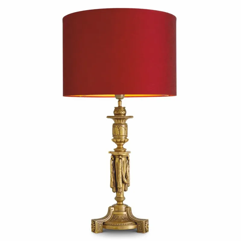 Direktkauf Casa Padrino lampe de table baroque de luxe or antique / rouge H. 83,5 cm - Lampe de bureau baroque