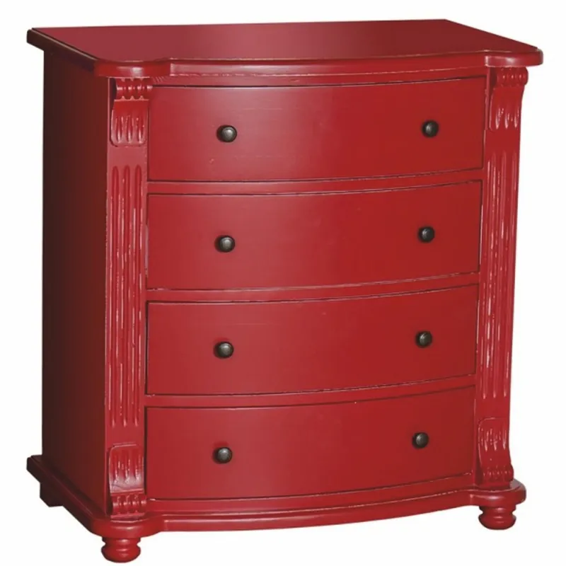 Geprüft Casa Padrino commode de style campagnard avec 4 tiroirs rouge 80 x H. 100 cm - Meubles de style campagnard