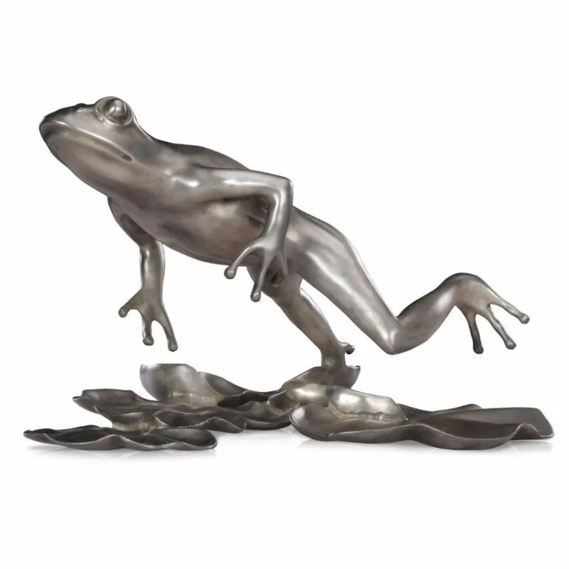 Top-Preis Casa Padrino Figurine de Luxe en Bronze Grenouille Argent 39 cm - Sculpture Décorative en Bronze