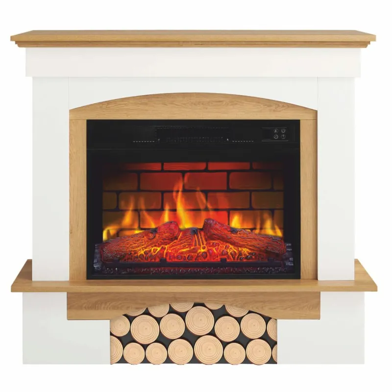 Super-Preis Casa Padrino cheminée électrique LED de style campagnard blanc / naturel 98,5 x 30 x H. 90 cm