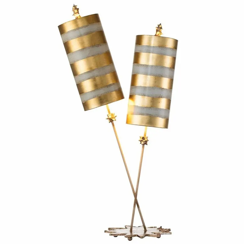 Sichere Zahlung Casa Padrino lampe de table double de luxe or / taupe H. 102,7 cm - Éclairage de luxe