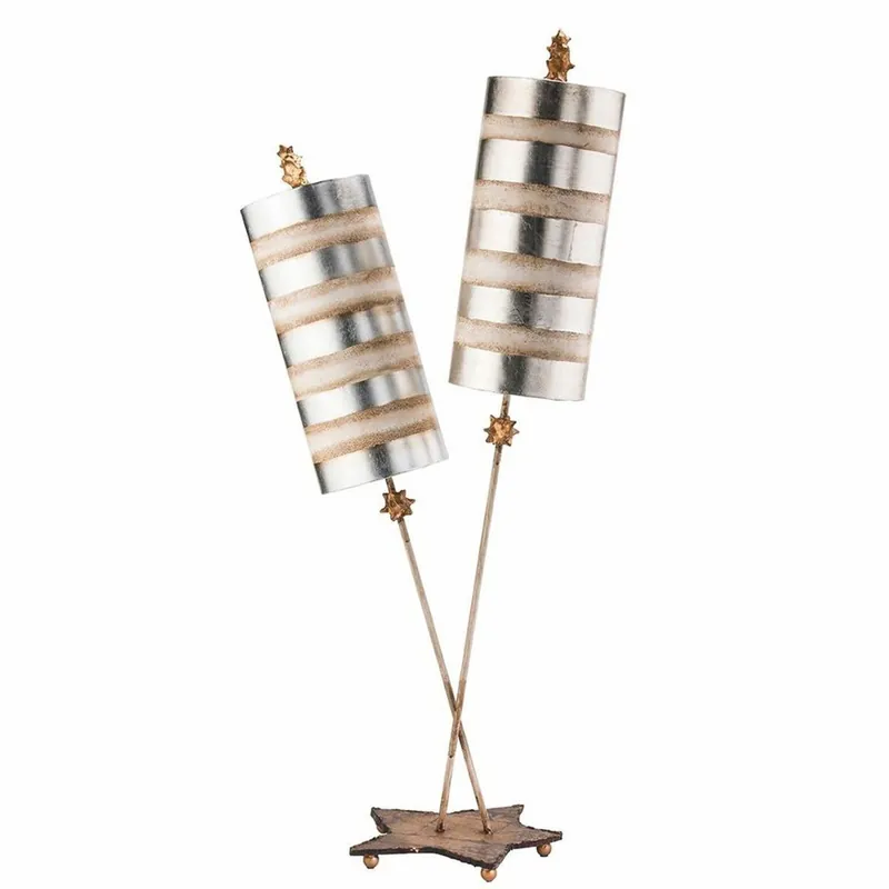 Preisreduziert Casa Padrino lampe de table double de luxe argent / crème H. 102,7 cm - Éclairage de luxe