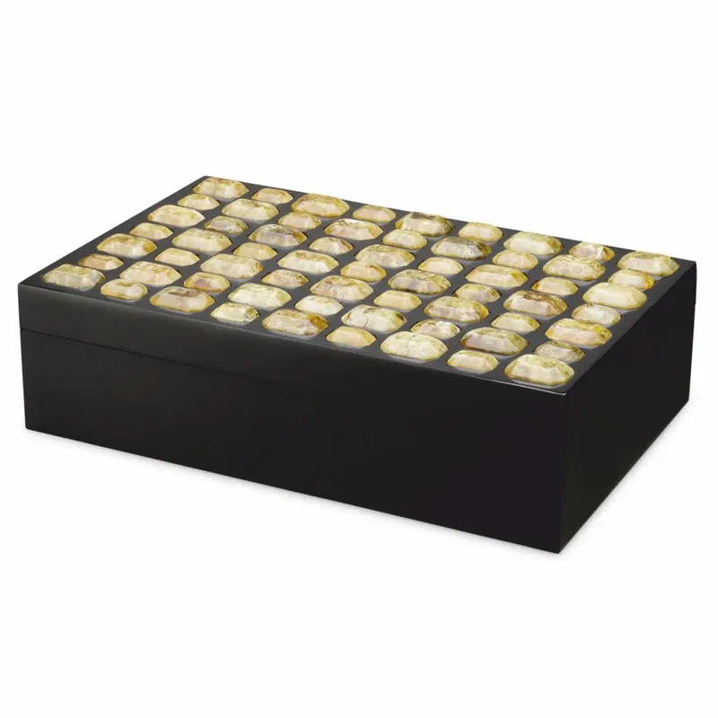 Echt Casa Padrino boite à bijoux de luxe noir / jaune 37,5 cm - Coffret de rangement
