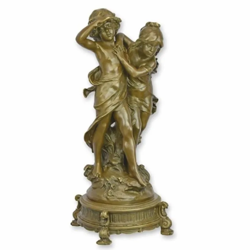 Highlight Casa Padrino figurine décorative en bronze Art Nouveau garçon et fille H. 58 cm
