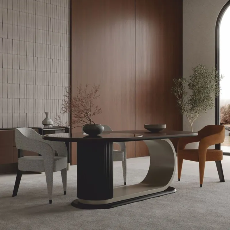 Begrenztes Angebot Casa Padrino ensemble de salle à manger de luxe marron / gris - 1 table et 6 chaises - Meubles d'hôtel