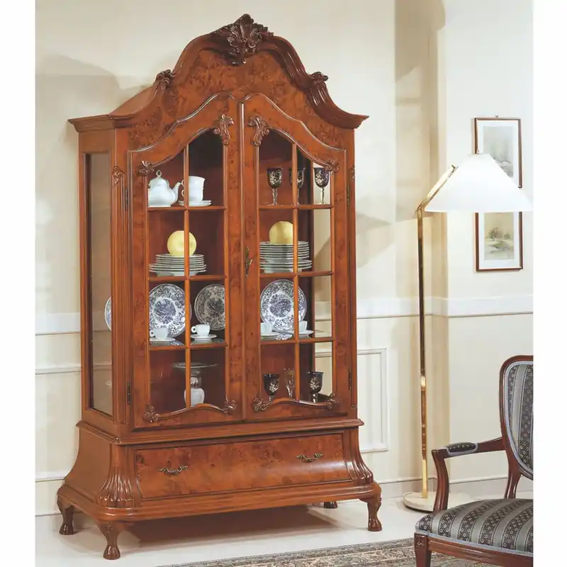Highlight Casa Padrino vitrine baroque de luxe marron H. 225 cm - Meubles baroques - Fabriqué en Italie