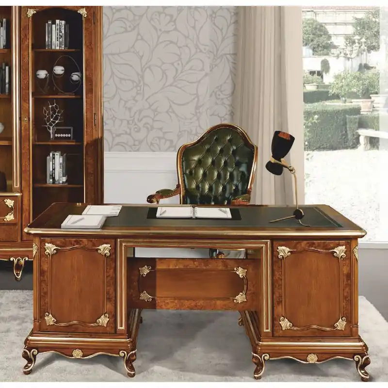 Preisreduziert Casa Padrino Bureau Baroque de Luxe Marron / Or / Vert 180 cm - Fabriqué en Italie