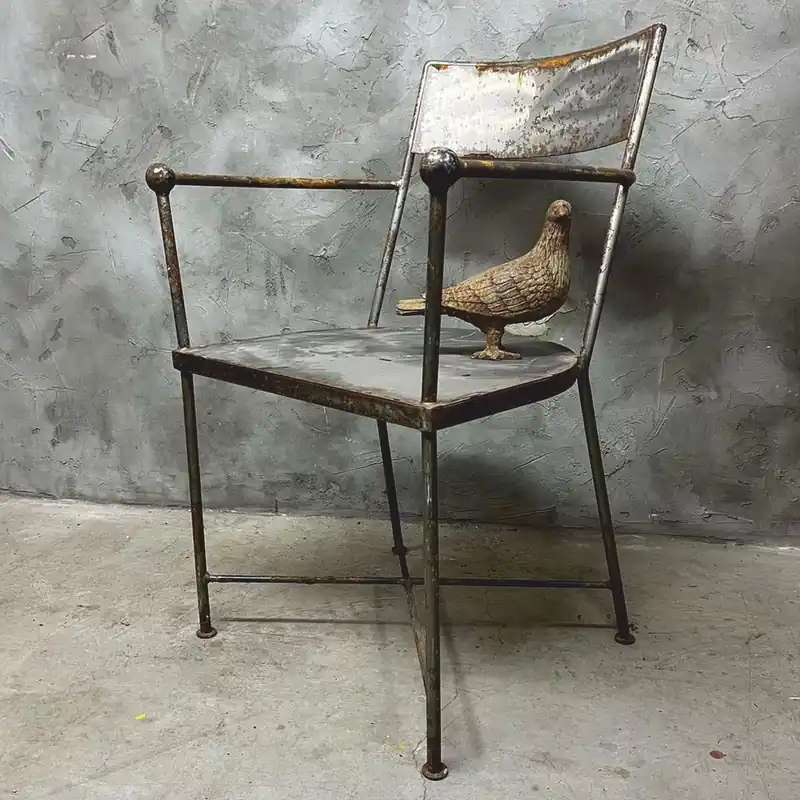 Billig Casa Padrino chaise de jardin Art Nouveau avec accoudoirs argent antique / rouille - Meubles de jardin nostalgique