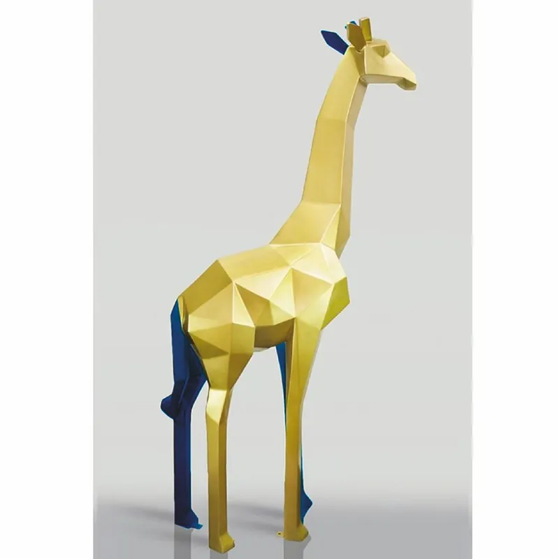 Ausverkauf Casa Padrino sculpture décorative XXL girafe or / bleu H. 200 cm - Figure de décoration de jardin abstraite