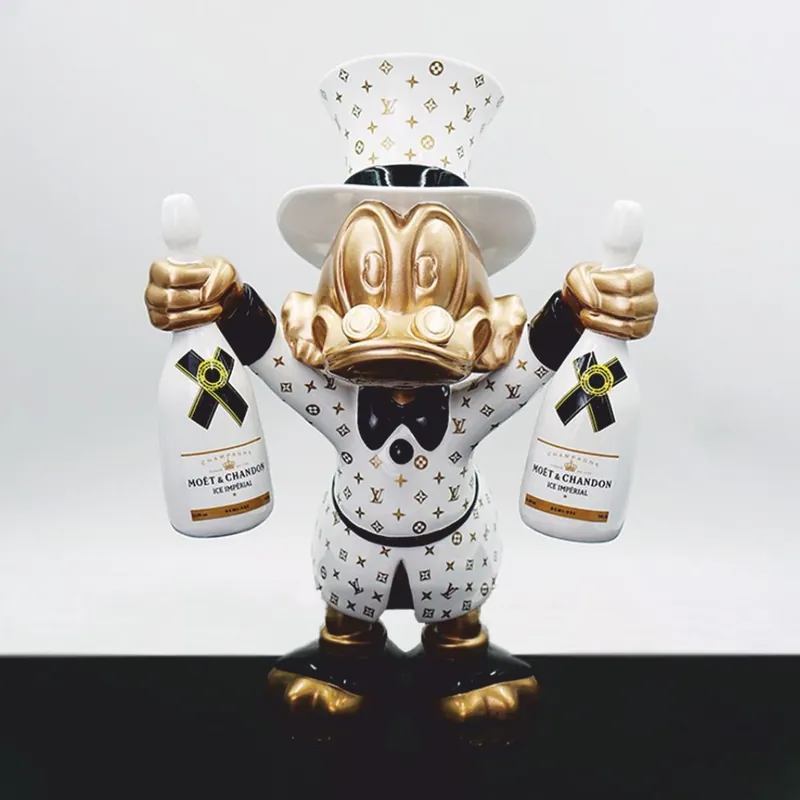 Casa Padrino sculpture décorative XXL canard blanc / or / noir H. 170 cm - Grande figurine décorative Echt