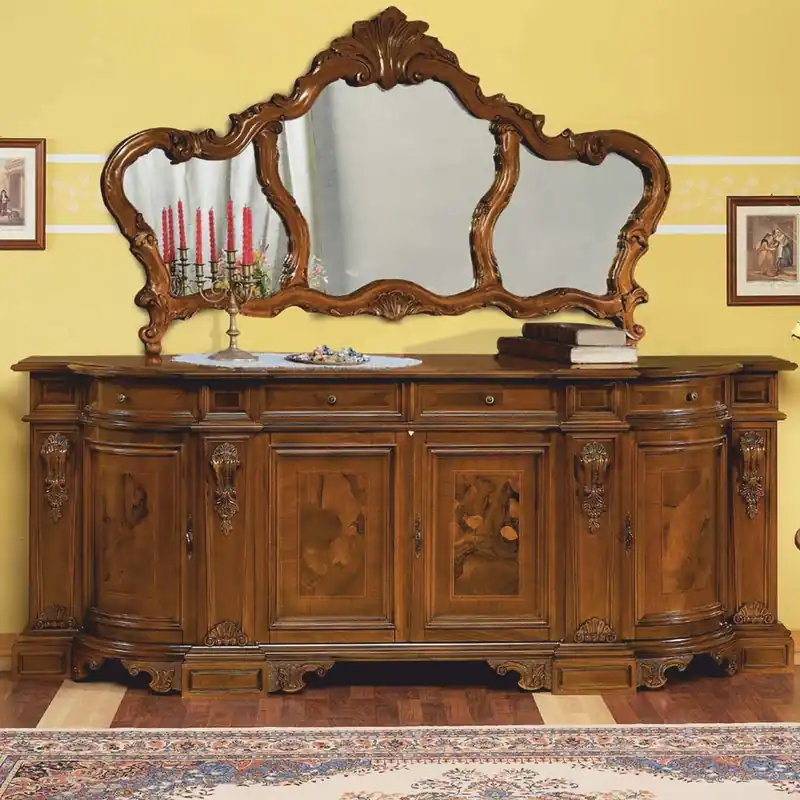 Expressversand Casa Padrino buffet baroque de luxe avec miroir marron - Mobilier baroque - Fabriqué en Italie