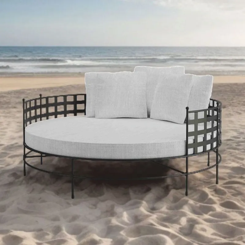 Casa Padrino îlot de couchée de luxe en fer forgé noir / gris Ø 170 cm - Meubles d'hôtel et de jardin Günstig