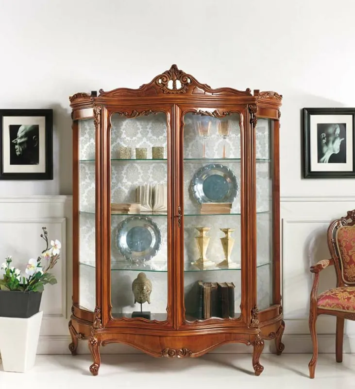 Casa Padrino vitrine baroque de luxe marron H. 190 cm - Meubles baroques - Fabriqué en Italie Direkt Vom Hersteller