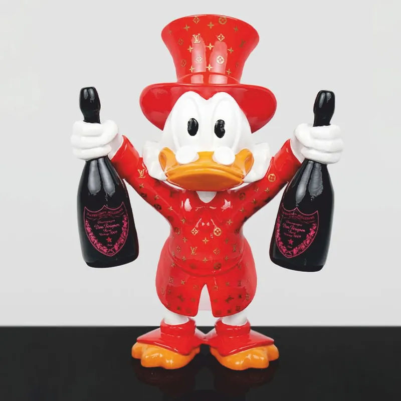 Sofort Bestellen Casa Padrino Figurine Décoratif Canard Rouge / Blanc / Noir H. 45 cm - Sculpture Décorative