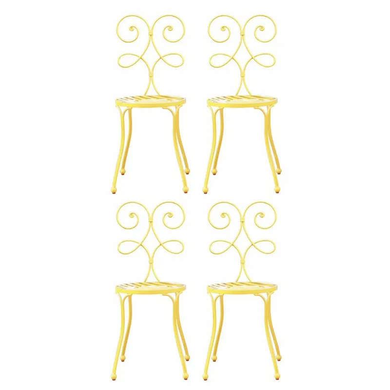 Casa Padrino ensemble de 4 chaises de jardin Art Nouveau jaune H. 85 cm - Meubles de jardin Saisonangebot