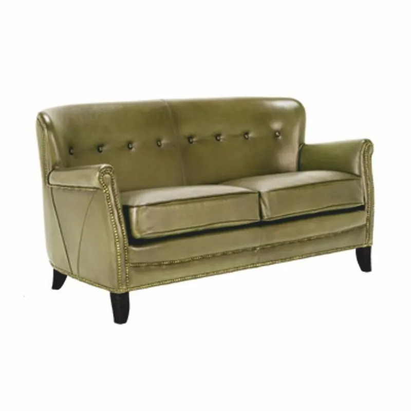 Casa Padrino canapé de luxe en cuir véritable vert / noir 150 cm - Meubles en cuir Preis Gesenkt
