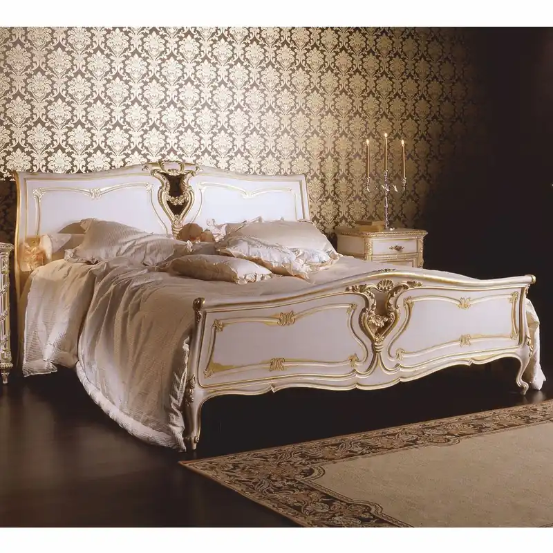 Casa Padrino lit double baroque de luxe blanc / or - Meubles baroques - Fabriqué en Italie Top-Angebot