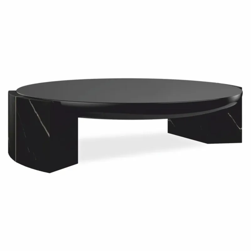 Rabatt Casa Padrino table basse de luxe en marbre noir 122 cm - Meubles de salon et d'hôtel