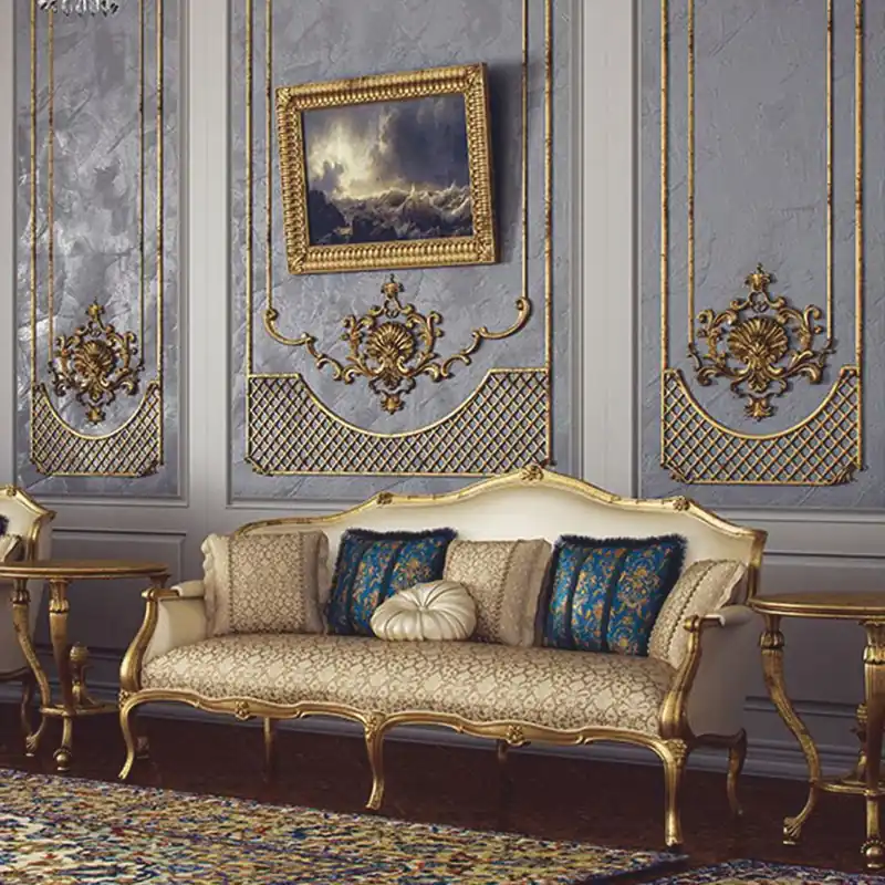 Casa Padrino canapé baroque de luxe crème / or 212 cm - Meubles d'hôtel baroque Markenware