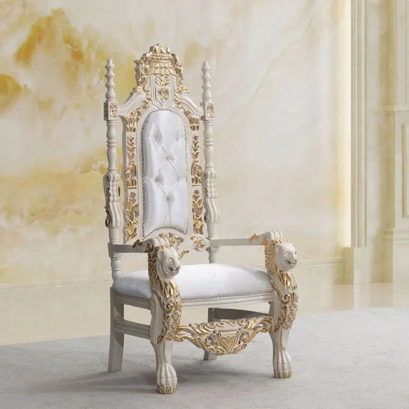 Casa Padrino fauteuil trône baroque de luxe avec strass blanc / crème / or - Meubles baroques Saisonangebot
