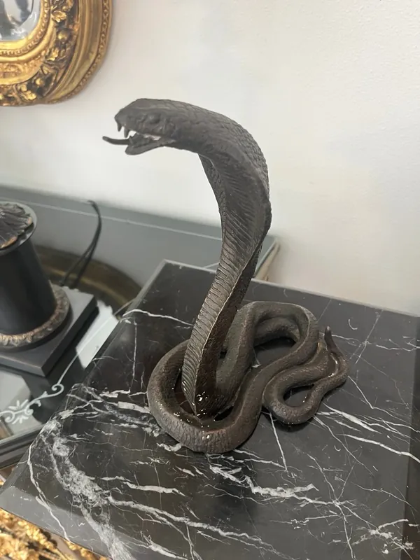 Preis Gesenkt Casa Padrino Bronzeskulptur Cobra 28 cm – Schlange Figur Bronze Antik Deko Kobra **EB**