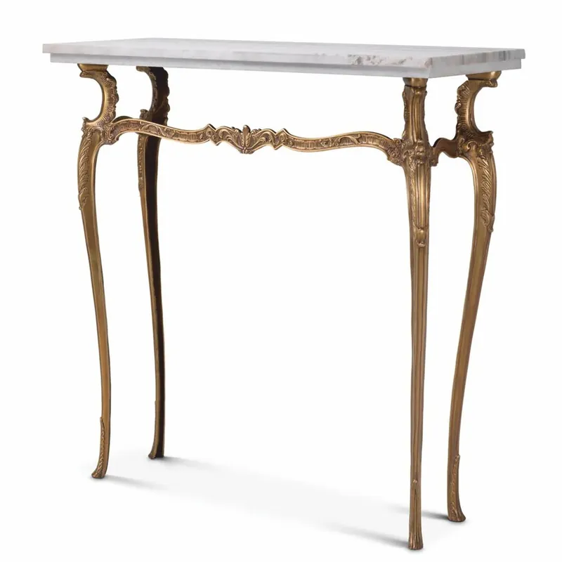 Zertifiziert Casa Padrino console baroque de luxe avec plateau en marbre laiton vintage / blanc 87,5 cm