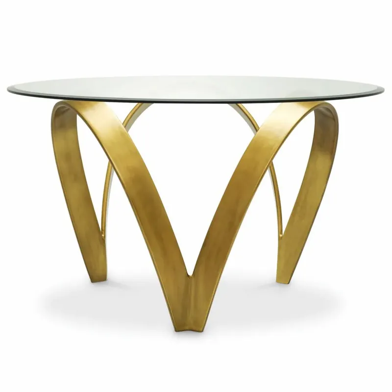 Jetzt Bestellen Casa Padrino table à manger de luxe en aluminium avec plateau en verre laiton vintage 130 cm