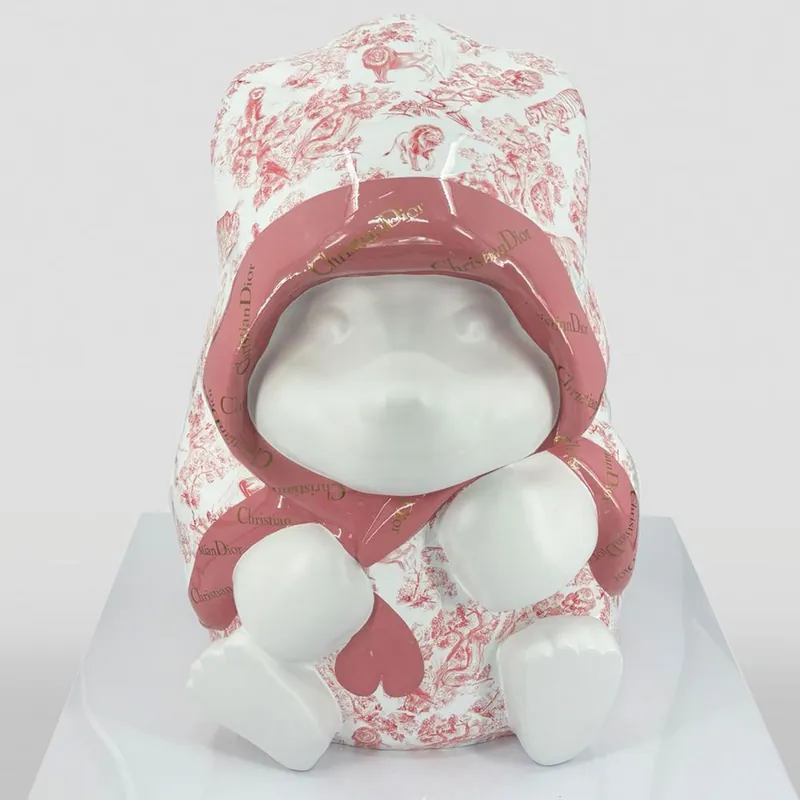 Sonderaktion Casa Padrino Sculpture Décorative Panda Blanc / Rose H. 90 cm - Figurine Décorative