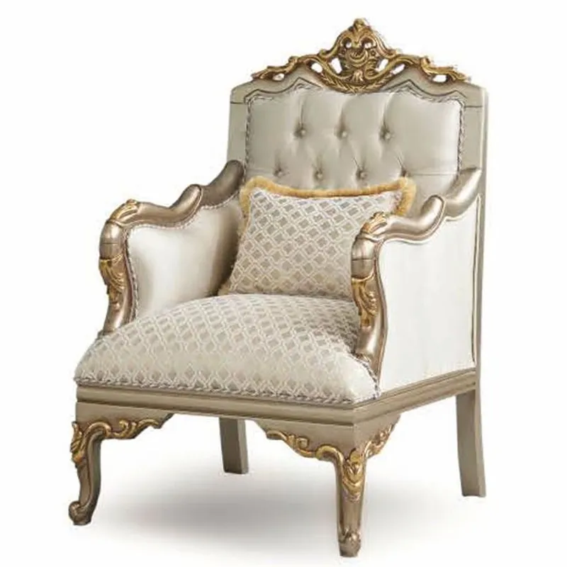 Sale Casa Padrino fauteuil baroque de luxe crème / gris / or H. 120 cm - Meubles Baroques