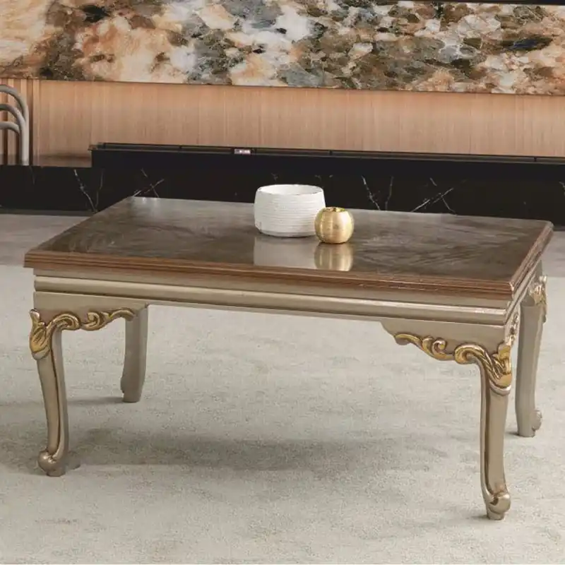 Sonderaktion Casa Padrino table basse baroque de luxe gris / or 103 cm - Meubles de salon baroque