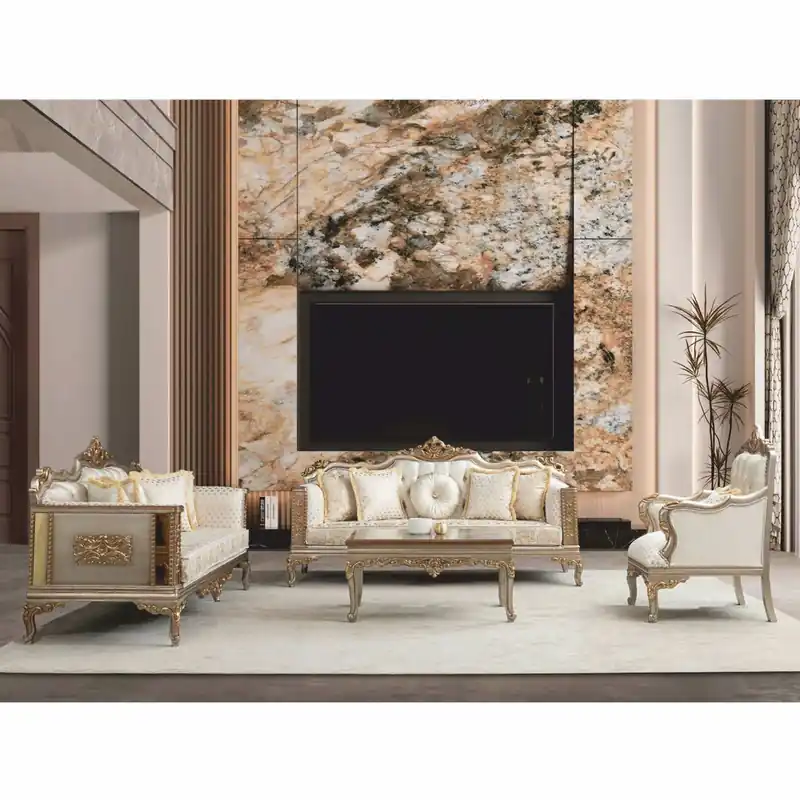 Sonderaktion Casa Padrino ensemble de salon baroque de luxe crème / gris / or - Meubles baroques