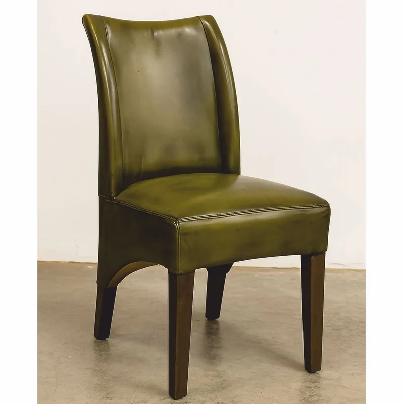 Angebot Casa Padrino chaise de salle à manger de luxe en cuir vert vintage / marron foncé H. 104 cm
