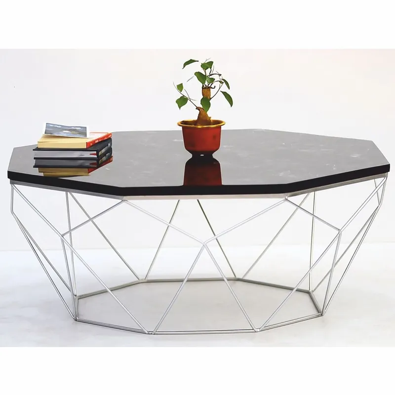 Sichere Zahlung Casa Padrino table basse de luxe noir / argent 90 cm - Meubles d'hôtel et de salon